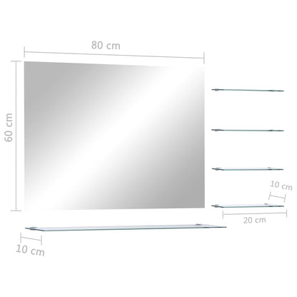 vidaXL Wall Mirror with 5 Shelves Silver 80x60 cm