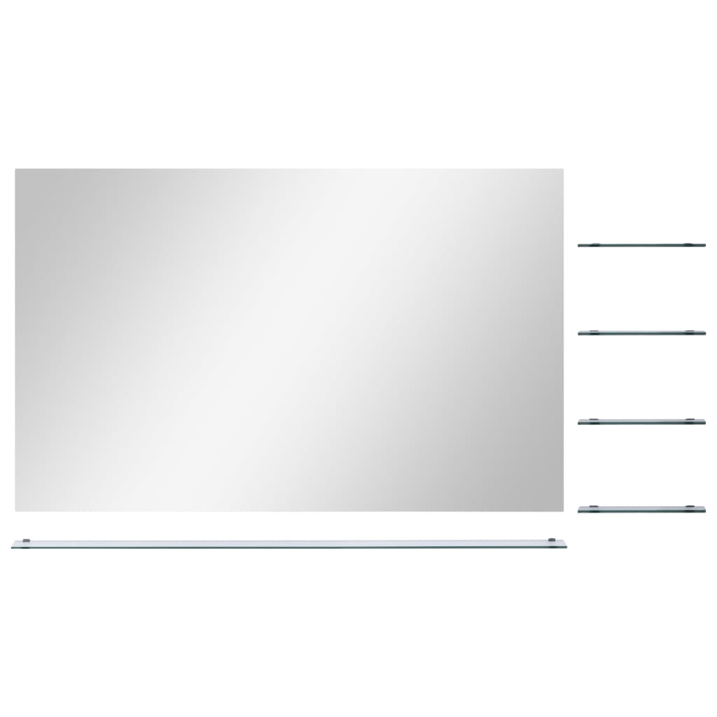 vidaXL Wall Mirror with 5 Shelves Silver 100x60 cm