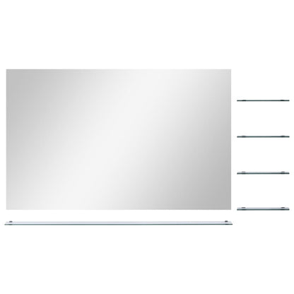 vidaXL Wall Mirror with 5 Shelves Silver 100x60 cm