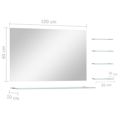 vidaXL Wall Mirror with 5 Shelves Silver 100x60 cm
