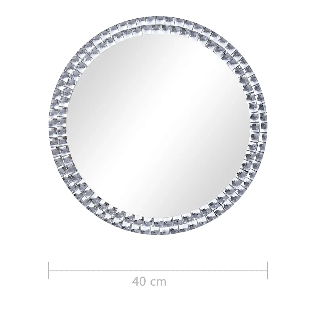 vidaXL Wall Mirror | Silver | Tempered glass, Acrylic crystal | 40 cm diameter