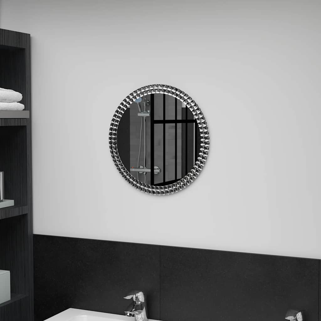 vidaXL Wall Mirror | Silver | Tempered glass, Acrylic crystal | 40 cm diameter