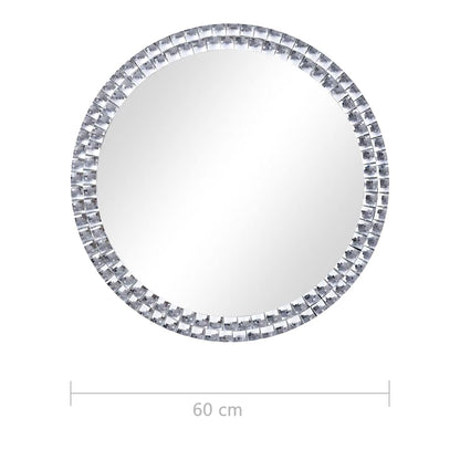 vidaXL Wall Mirror | Silver | Acrylic Crystal, Tempered Glass | 60 cm Diameter