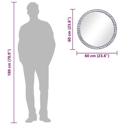 vidaXL Wall Mirror | Silver | Acrylic Crystal, Tempered Glass | 60 cm Diameter