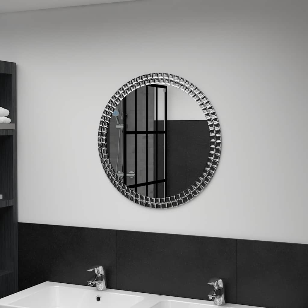 vidaXL Wall Mirror | Silver | Acrylic Crystal, Tempered Glass | 60 cm Diameter