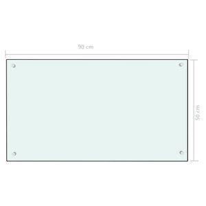 vidaXL Kitchen Backsplash White 90x50 cm Tempered Glass