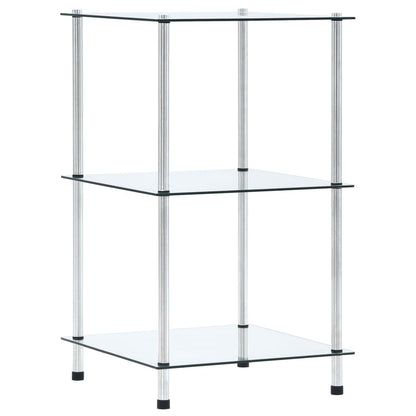 vidaXL 3-Tier Shelf Transparent 40x40x67 cm Tempered Glass