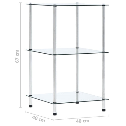 vidaXL 3-Tier Shelf Transparent 40x40x67 cm Tempered Glass