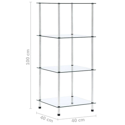 vidaXL 4-Tier Shelf Transparent 40x40x100 cm Tempered Glass