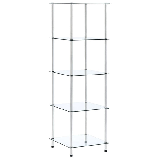 vidaXL 5-Tier Shelf Transparent 40x40x130 cm Tempered Glass