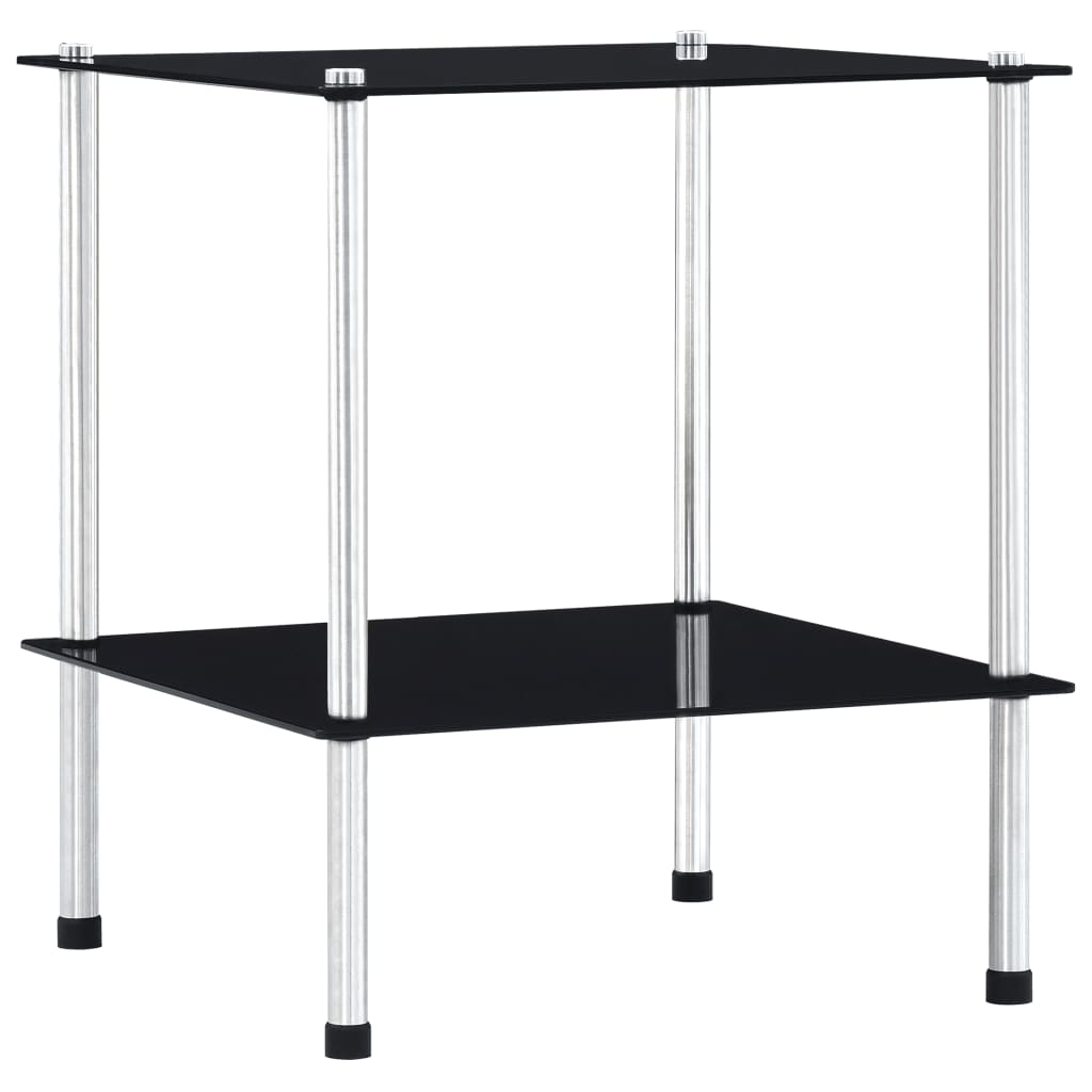 vidaXL Shelf | Black | Tempered glass, stainless steel | Compact | Shelf