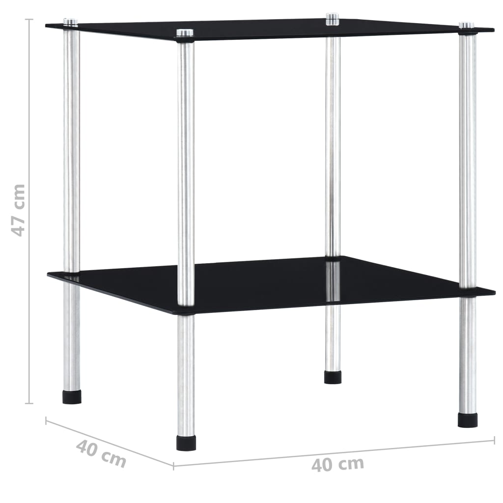 vidaXL Shelf | Black | Tempered glass, stainless steel | Compact | Shelf