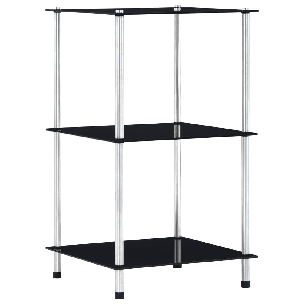 vidaXL Shelf | Black | Tempered glass | Compact | Shelf | Square | Contemporary