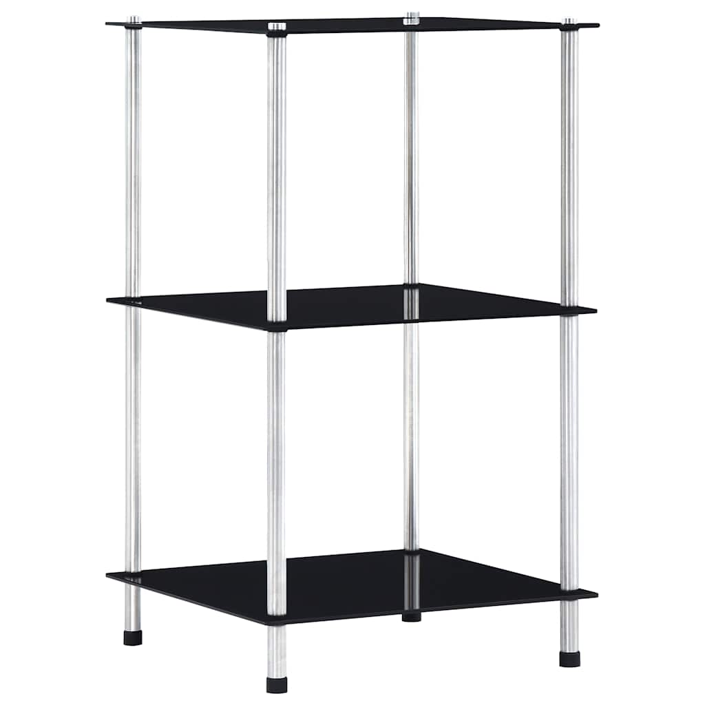 vidaXL 3-Tier Shelf Black 40x40x67 cm Tempered Glass