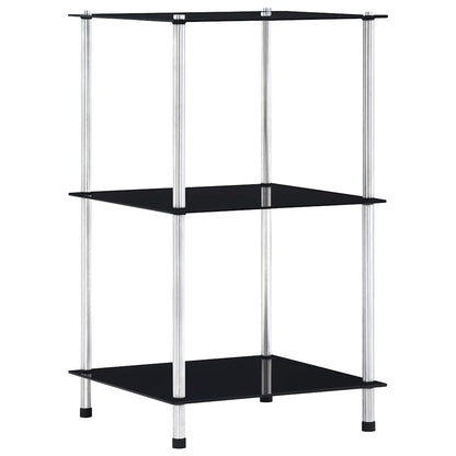 vidaXL 3-Tier Shelf Black 40x40x67 cm Tempered Glass