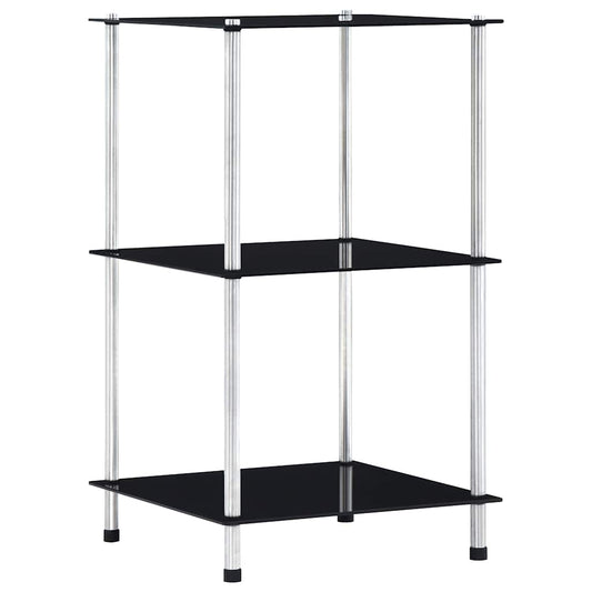 vidaXL 3-Tier Shelf Black 40x40x67 cm Tempered Glass