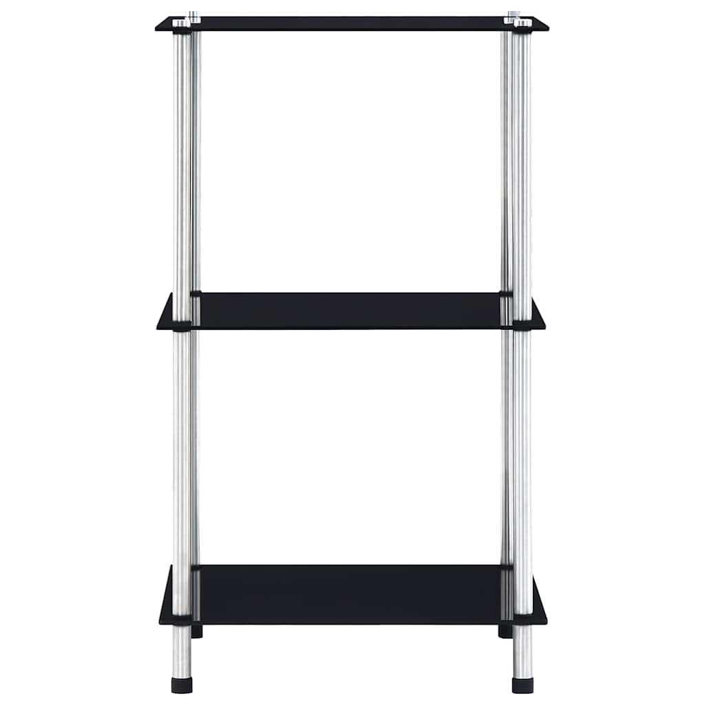 vidaXL 3-Tier Shelf Black 40x40x67 cm Tempered Glass