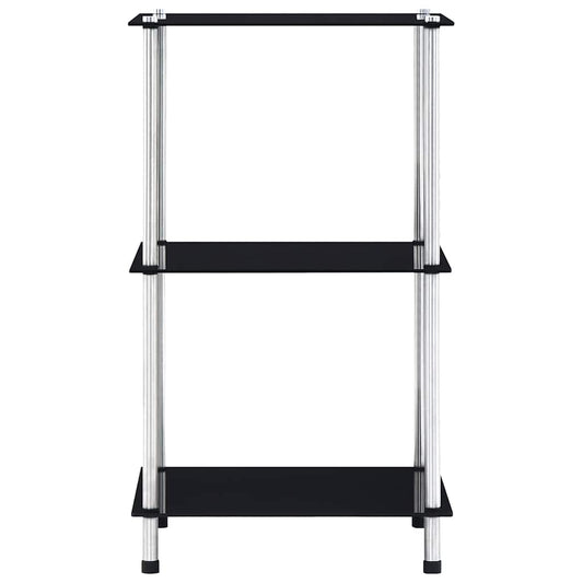 vidaXL 3-Tier Shelf Black 40x40x67 cm Tempered Glass