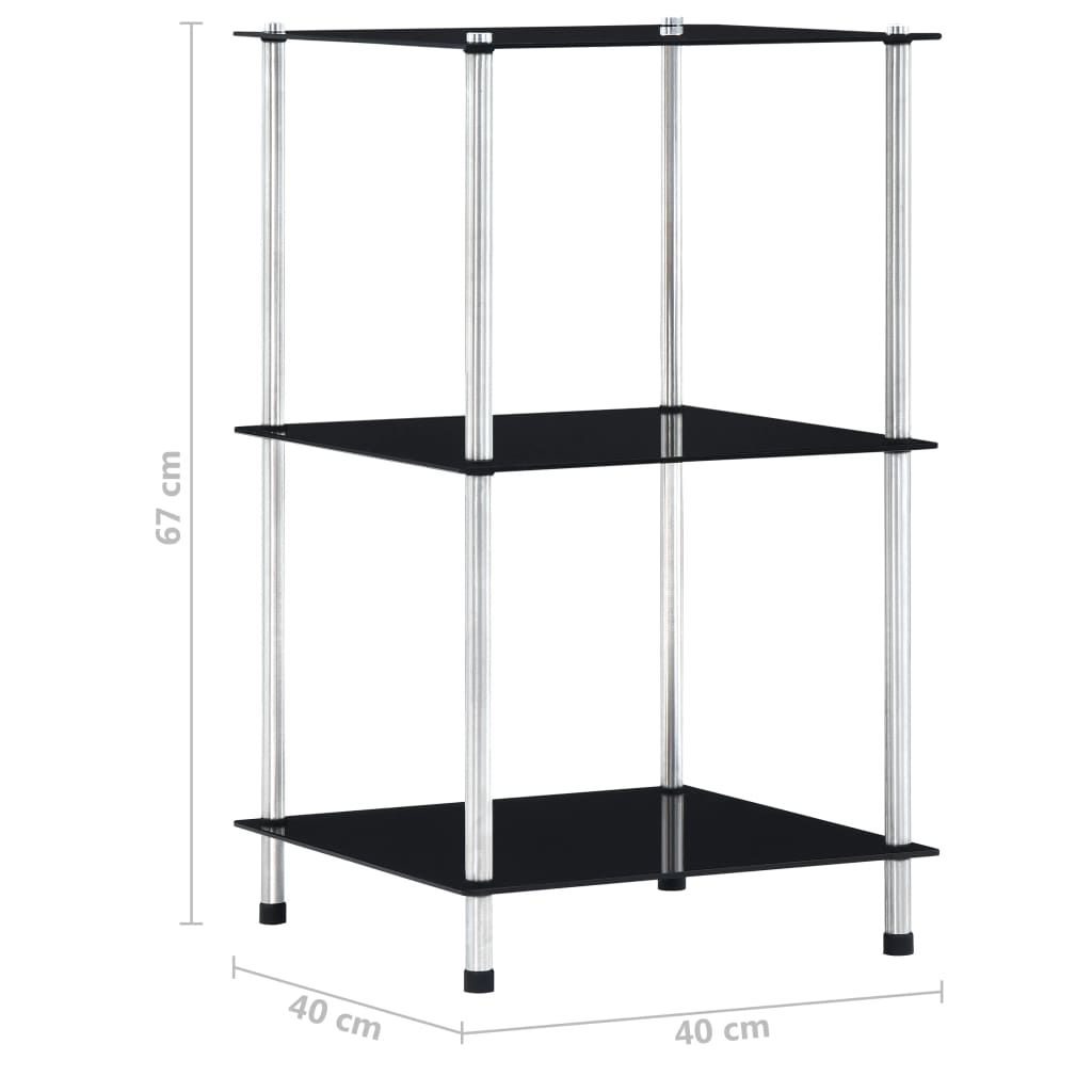 vidaXL Shelf | Black | Tempered glass | Compact | Shelf | Square | Contemporary