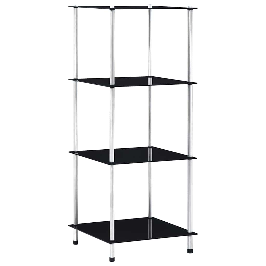 vidaXL Shelf | Black | Tempered glass, stainless steel frame | 40x40x100 cm