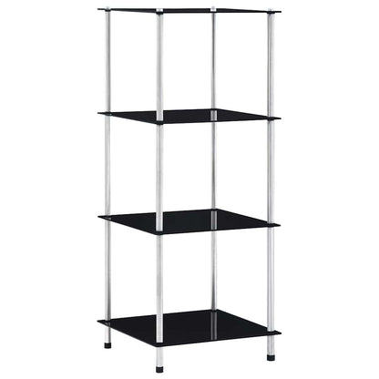 vidaXL Shelf | Black | Tempered glass, stainless steel frame | 40x40x100 cm