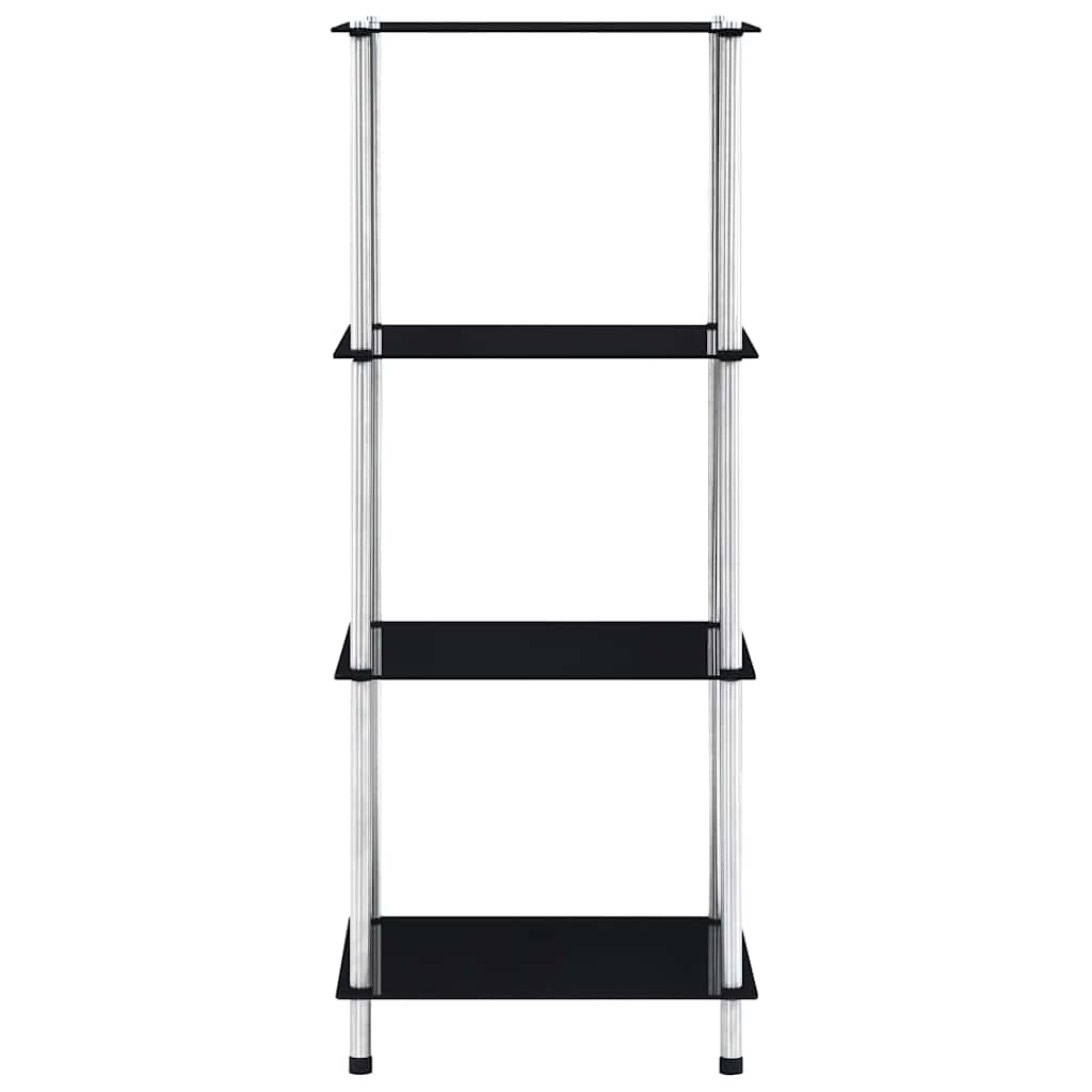 vidaXL Shelf | Black | Tempered glass, stainless steel frame | 40x40x100 cm