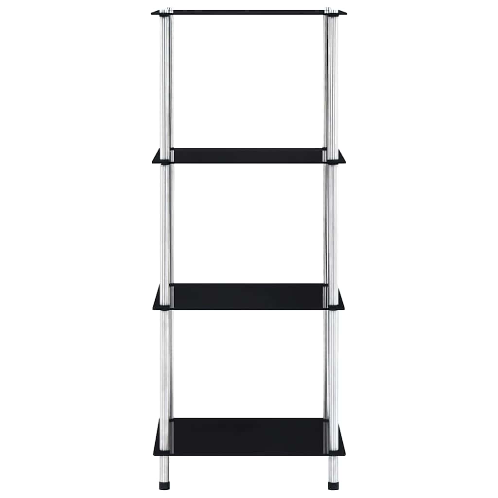 vidaXL 4-Tier Shelf Black 40x40x100 cm Tempered Glass