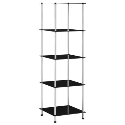 vidaXL 5-Tier Shelf Black 40x40x130 cm Tempered Glass