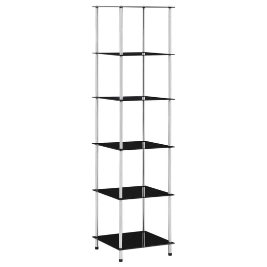 vidaXL 6-Tier Shelf Black 40x40x160 cm Tempered Glass