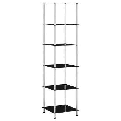 vidaXL 6-Tier Shelf Black 40x40x160 cm Tempered Glass