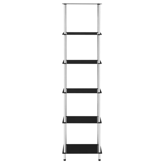 vidaXL 6-Tier Shelf Black 40x40x160 cm Tempered Glass