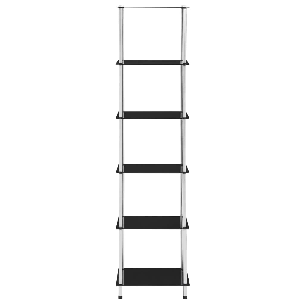 vidaXL 6-Tier Shelf Black 40x40x160 cm Tempered Glass