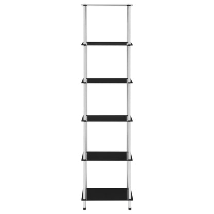 vidaXL 6-Tier Shelf Black 40x40x160 cm Tempered Glass