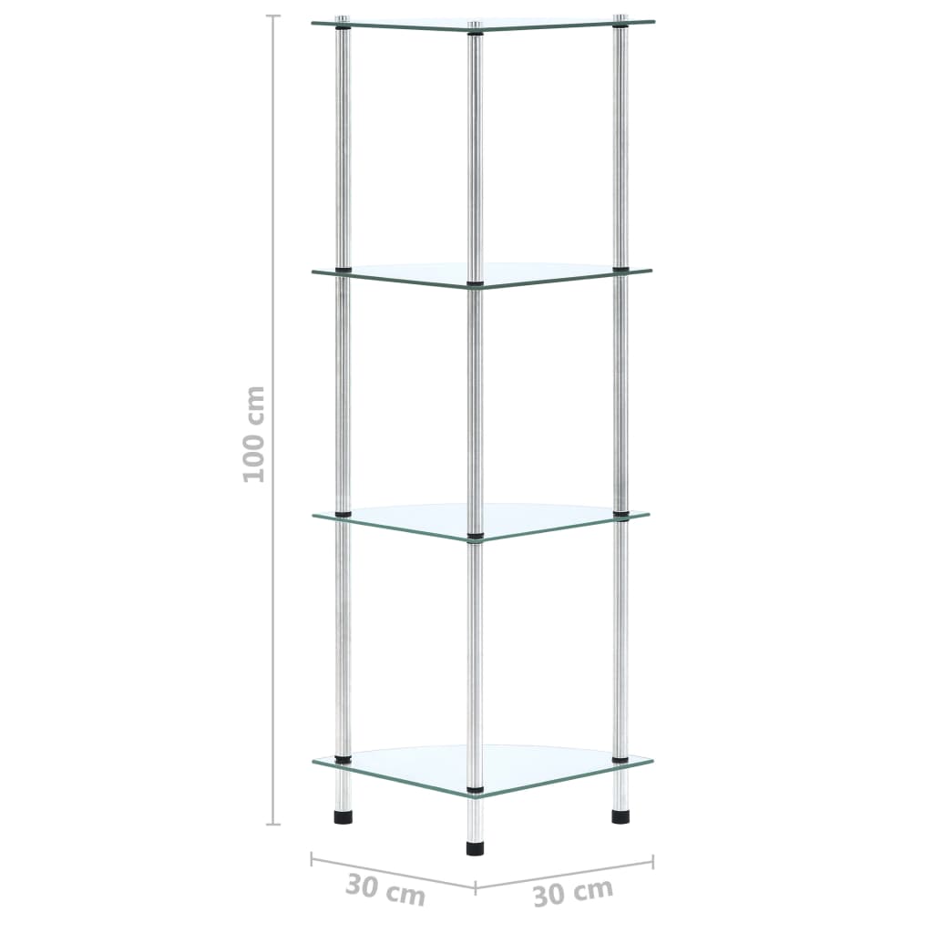 vidaXL 4-Tier Shelf Transparent 30x30x100 cm Tempered Glass