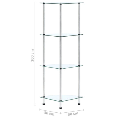 vidaXL 4-Tier Shelf Transparent 30x30x100 cm Tempered Glass