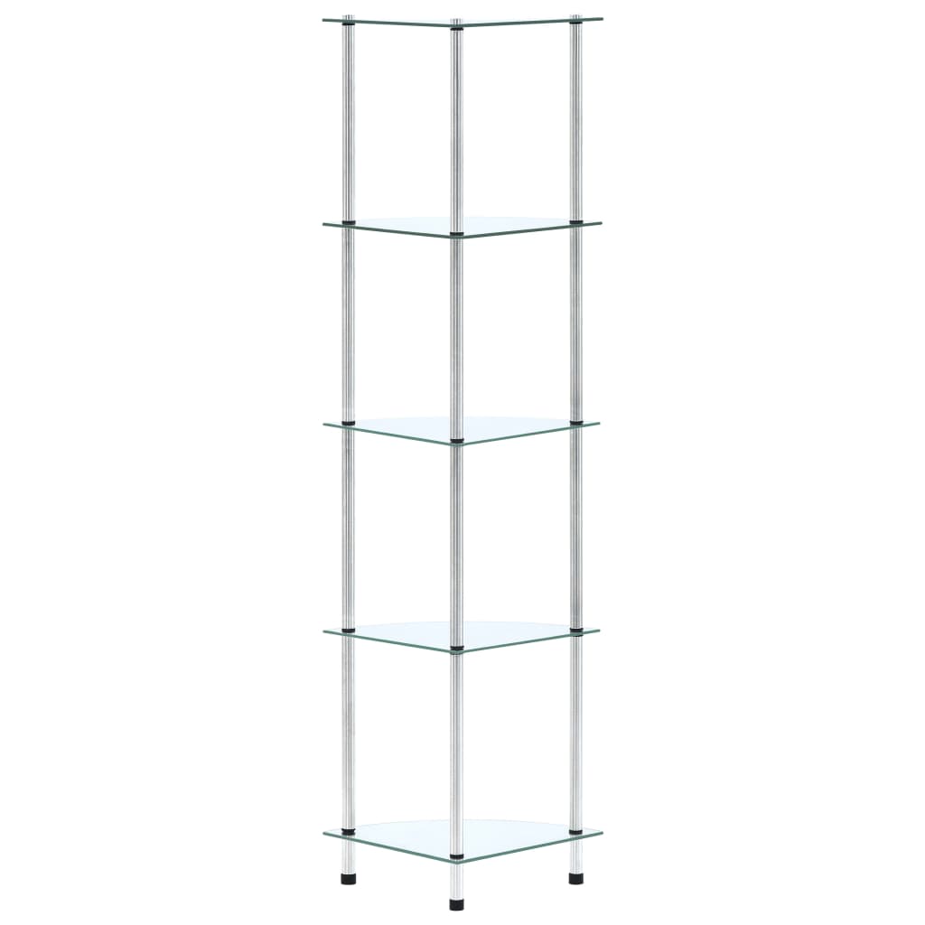 vidaXL 5-Tier Shelf Transparent 30x30x130 cm Tempered Glass