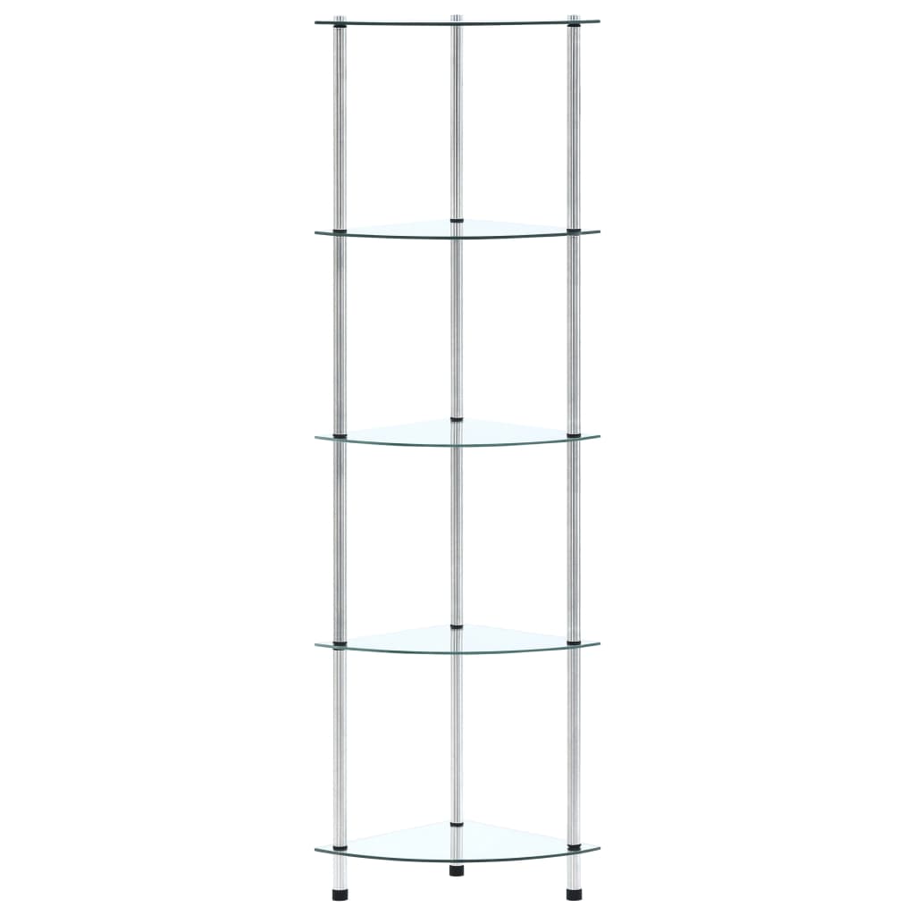 vidaXL 5-Tier Shelf Transparent 30x30x130 cm Tempered Glass
