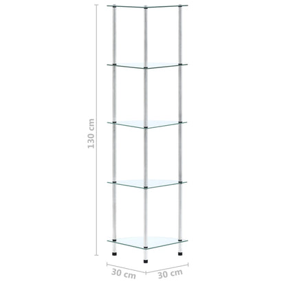 vidaXL 5-Tier Shelf Transparent 30x30x130 cm Tempered Glass