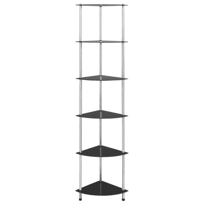 vidaXL 6-Tier Shelf Black 30x30x160 cm Tempered Glass