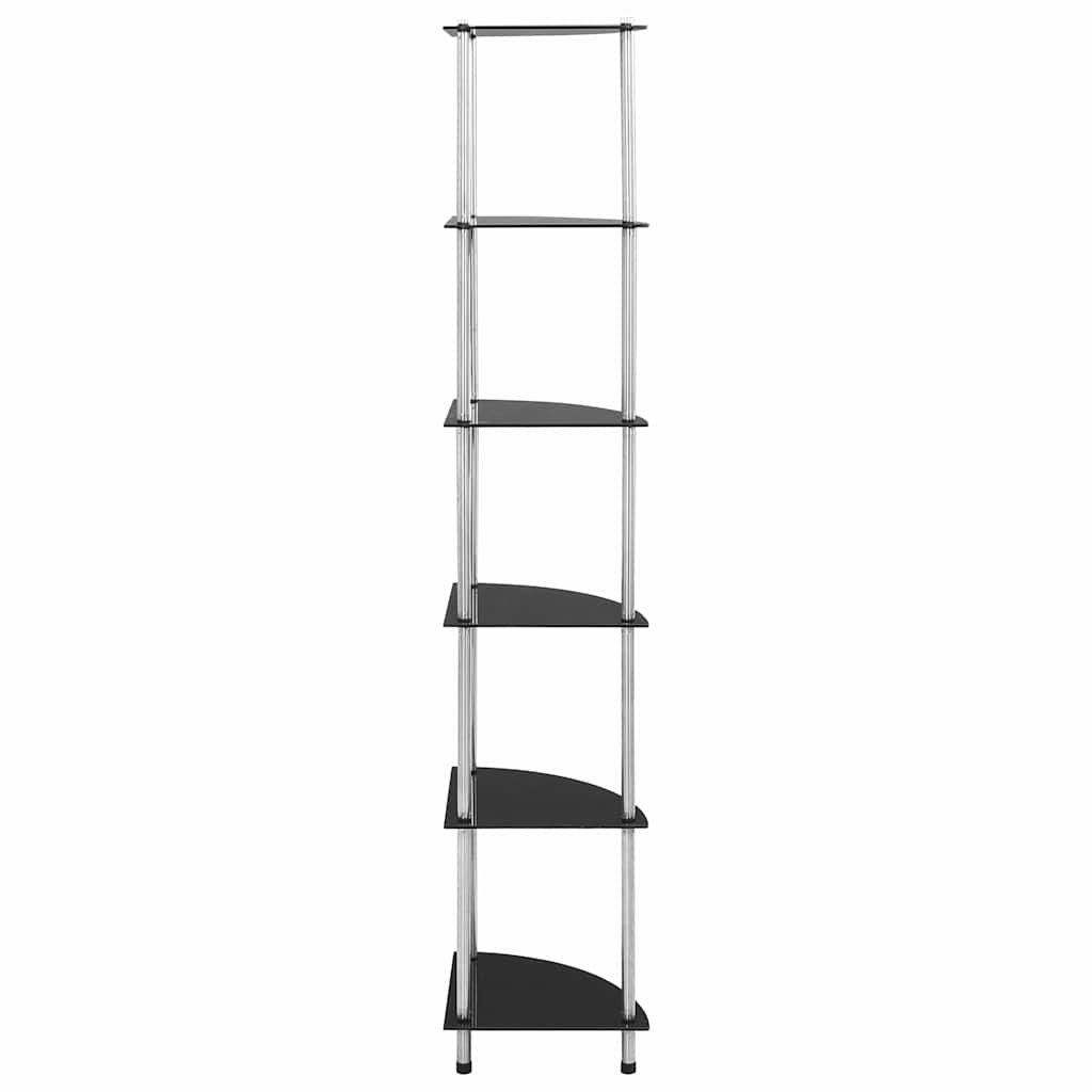 vidaXL 6-Tier Shelf Black 30x30x160 cm Tempered Glass