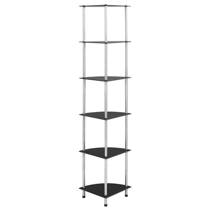 vidaXL 6-Tier Shelf Black 30x30x160 cm Tempered Glass
