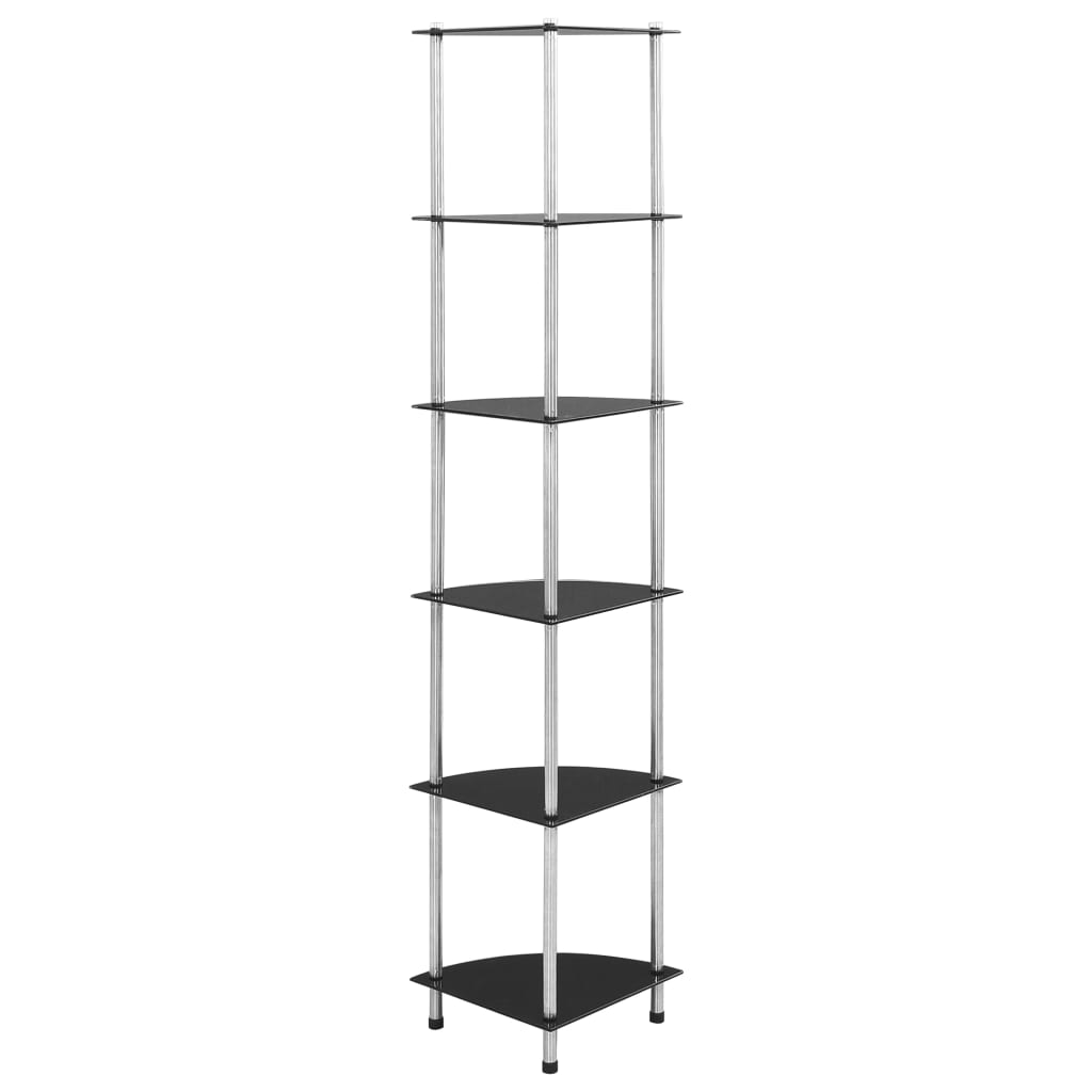 vidaXL 6-Tier Shelf Black 30x30x160 cm Tempered Glass