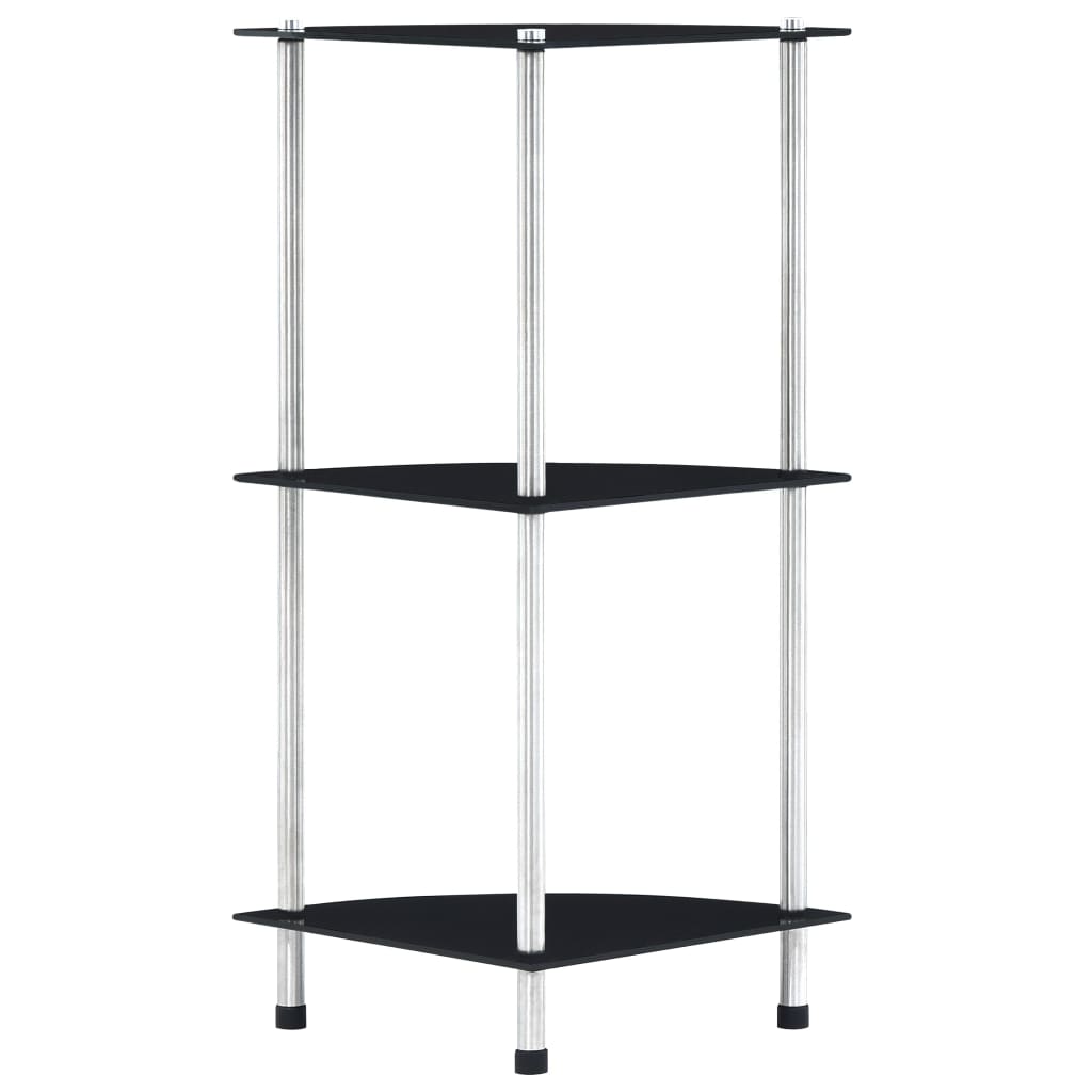 vidaXL Shelf | Black | Tempered glass and aluminium | 30x30x67 cm | Shelf