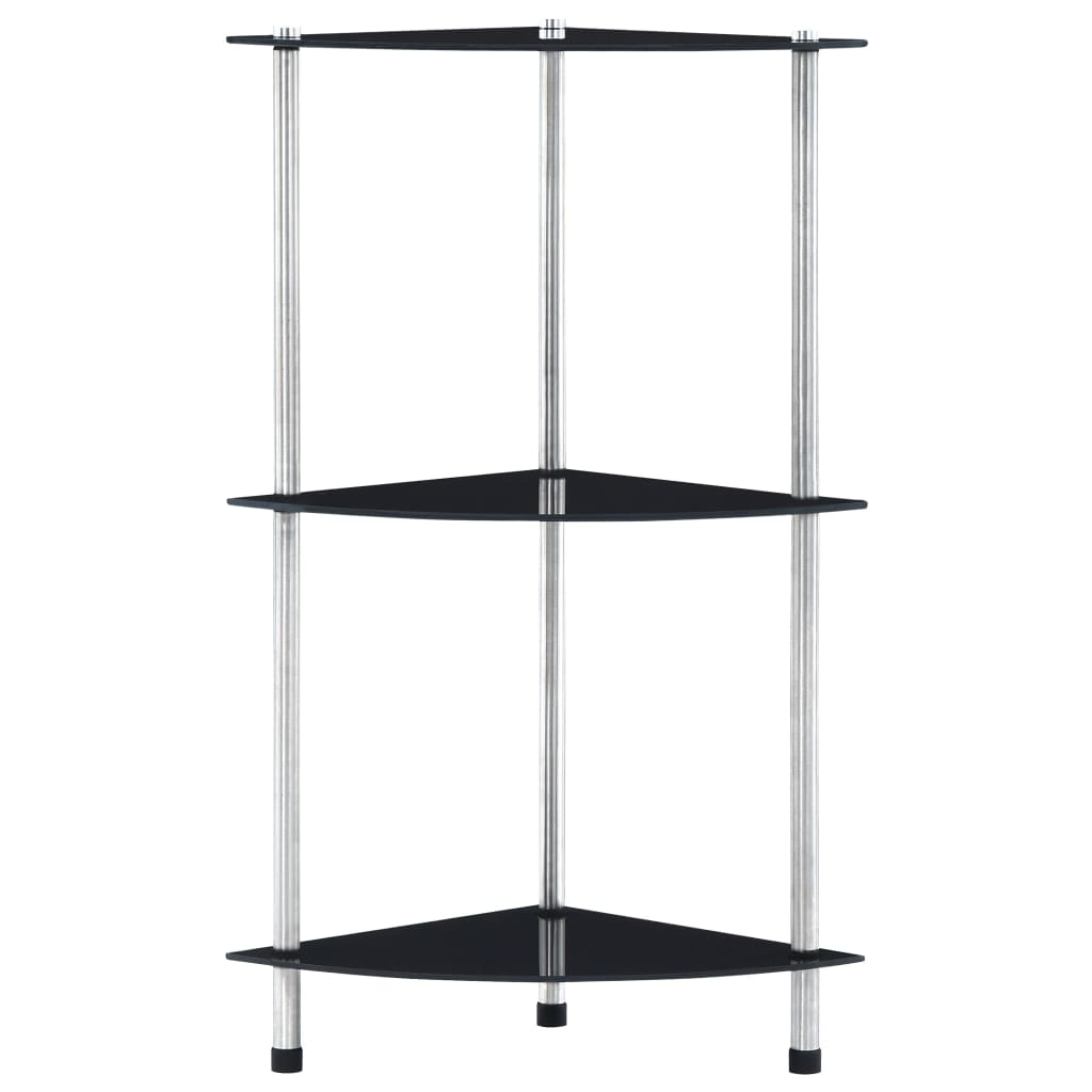 vidaXL Shelf | Black | Tempered glass and aluminium | 30x30x67 cm | Shelf