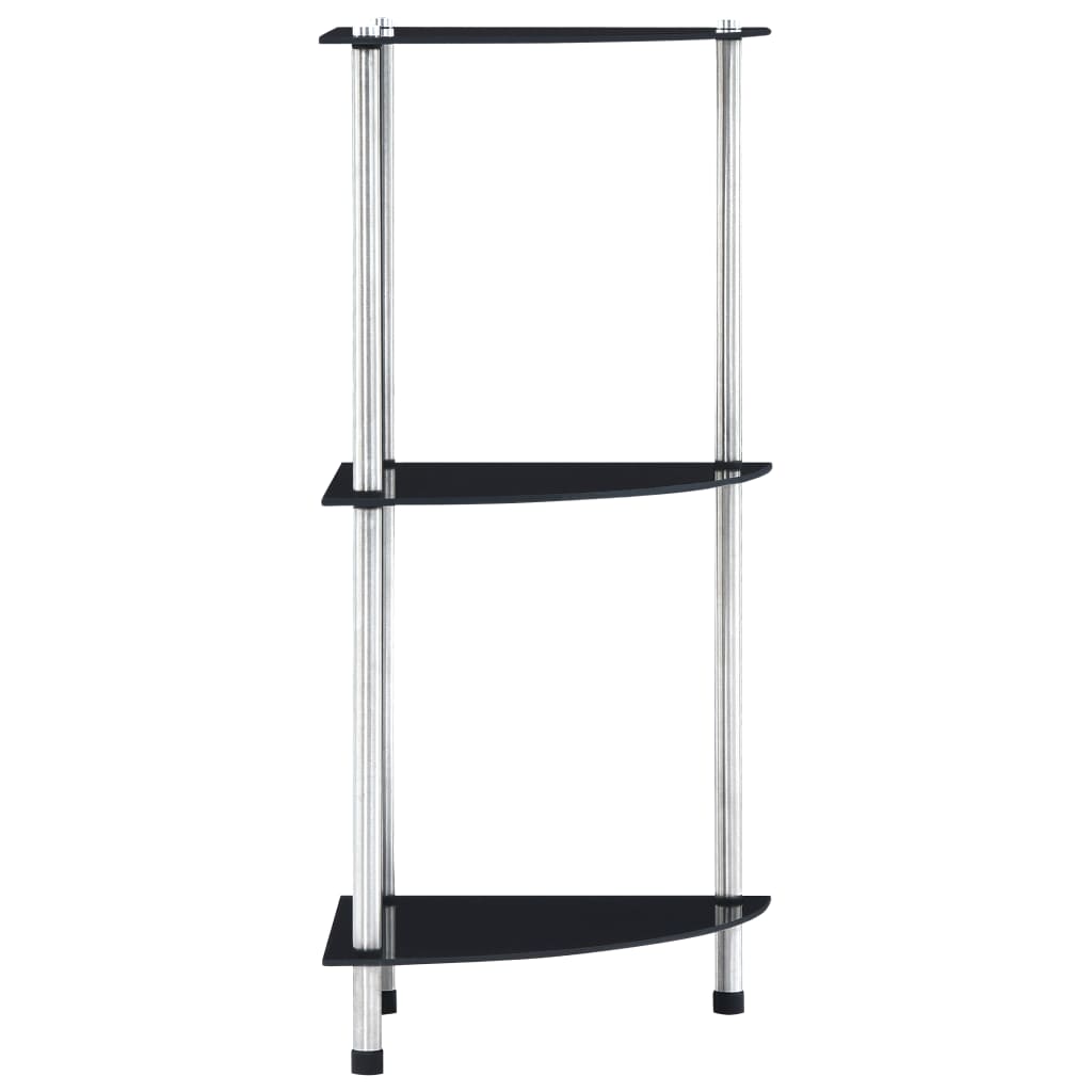 vidaXL Shelf | Black | Tempered glass and aluminium | 30x30x67 cm | Shelf