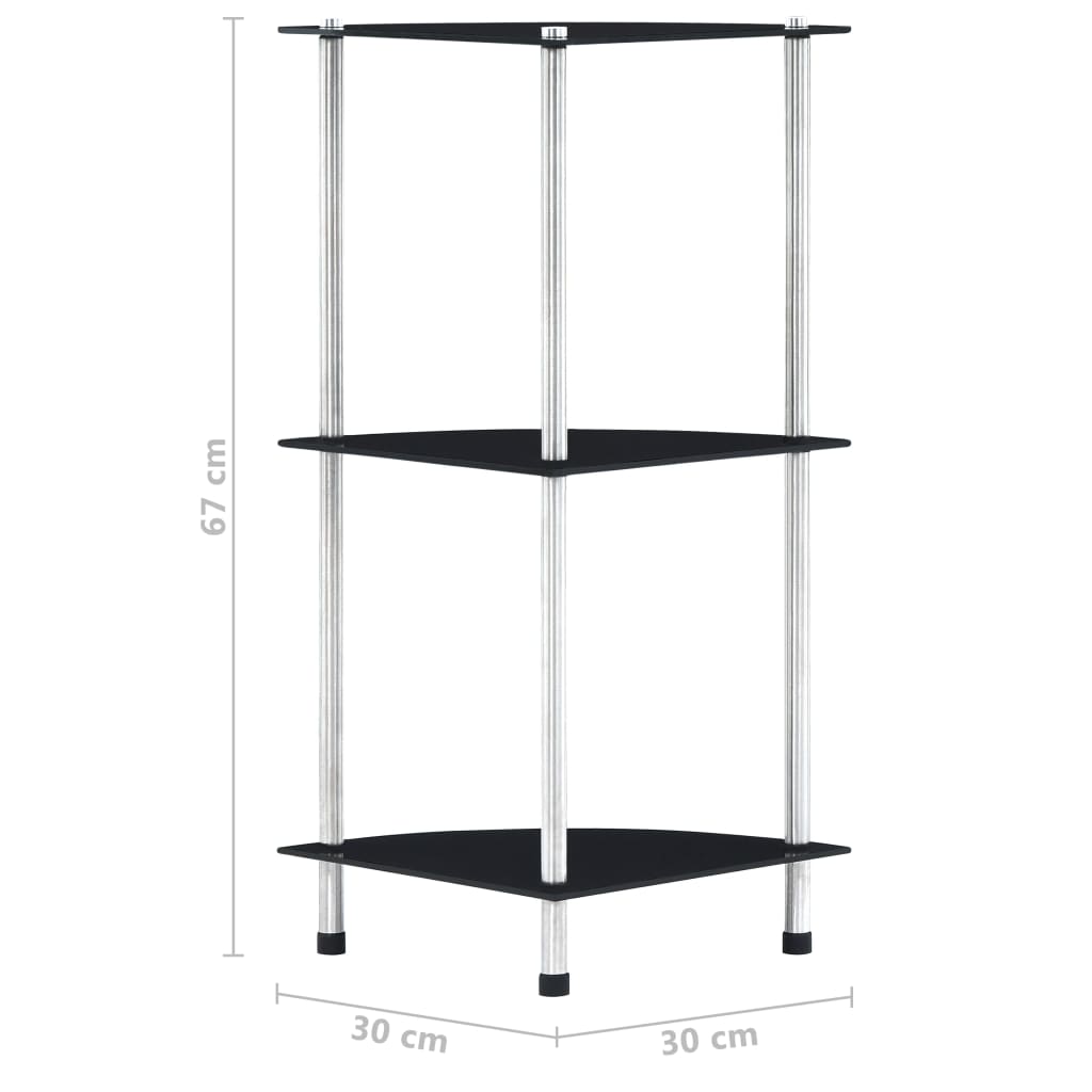 vidaXL Shelf | Black | Tempered glass and aluminium | 30x30x67 cm | Shelf