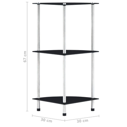 vidaXL Shelf | Black | Tempered glass and aluminium | 30x30x67 cm | Shelf