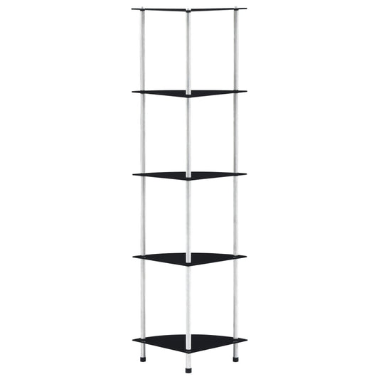 vidaXL 5-Tier Shelf Black 30x30x130 cm Tempered Glass