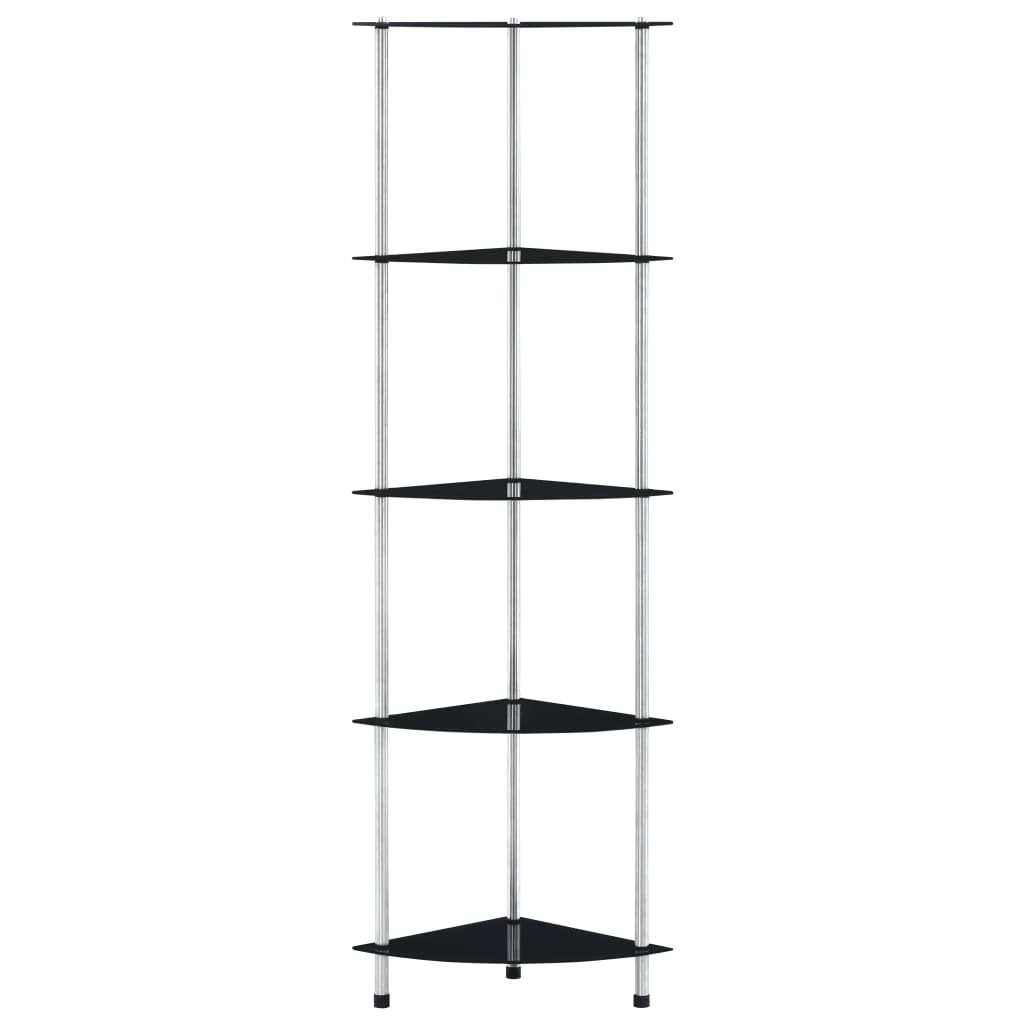 vidaXL Shelf | Black | Tempered glass | 30x30x130 cm | Shelf | Square | Modern