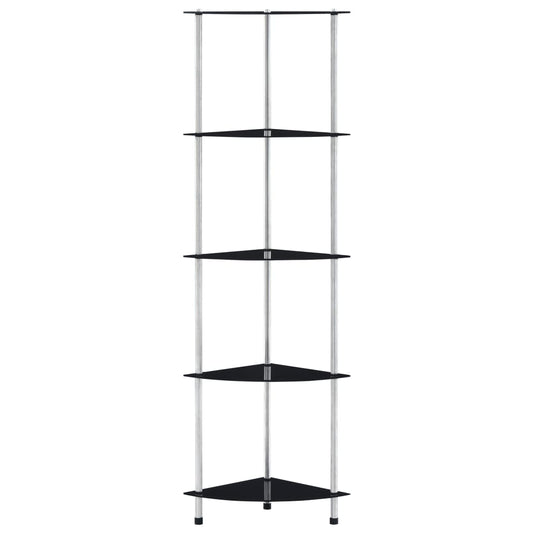 vidaXL 5-Tier Shelf Black 30x30x130 cm Tempered Glass